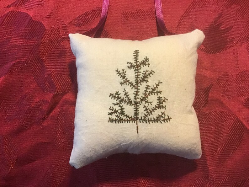 Primitive Pine Tree Pillow hand embroidered hanging Etsy