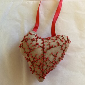 Bittersweet peace heart ornament, hand embroidered pillow, hand stitched, hand drawn, Handmade image 1