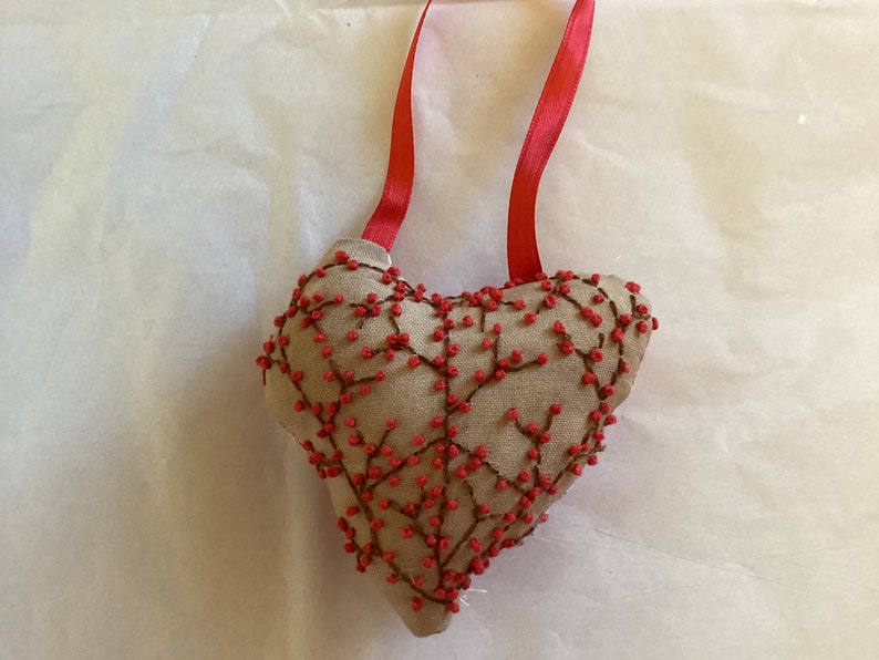 Bittersweet peace heart ornament, hand embroidered pillow, hand stitched, hand drawn, Handmade image 1