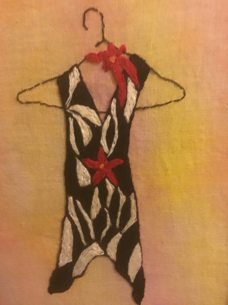 Textile Art Fashion Hand Embroidered Fiber Art Framed Art