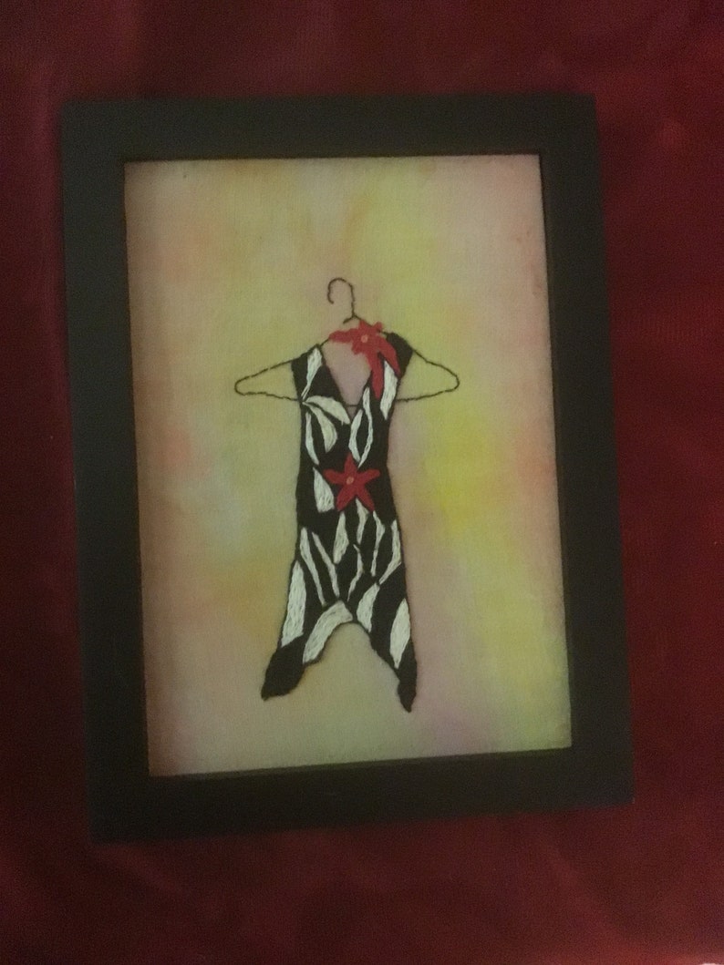 Textile Art Fashion Hand Embroidered Fiber Art Framed Art