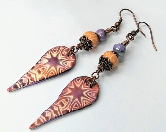 Polymer Clay Teardrop Earrings, Bohemian Dangle Earrings