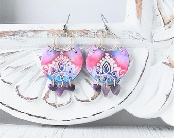 Mandala Earrings, Polymer Clay Earrings, Boho Jewelry