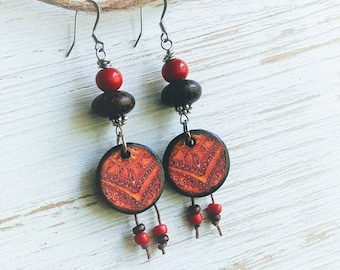 Handmade Red Earrings – Southwestern Style, Statement Jewelry, Gift-Ready, Boho Chic Accessories