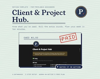 Client & Project Hub | Notion Template for Freelance Designers | Client Tracker, Design Pipeline, Revision Rounds and Invoice Tracker