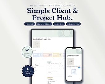 Client & Project Hub | Notion Template for Freelance Designers | Client Tracker, Design Pipeline, Revision Rounds and Invoice Tracker