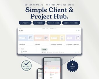 Client & Project Hub | Notion Template for Freelance Designers | Client Tracker, Design Pipeline, Revision Rounds and Invoice Tracker