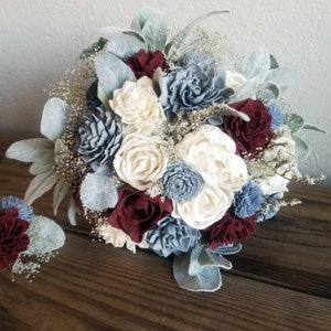 Dusty Blue Bride / Blue Veil / Wedding Dress / Bridal Bouquet / Greenery /  Ivory / Burgundy / Souther…