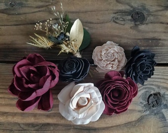 Custom Sample Sola Wood Flowers and Fillers Dried Preserved Faux Bouquet Boutonnieres Wedding