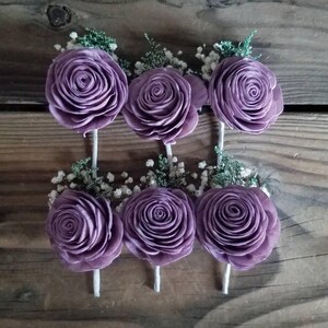 Custom Bouquet Wine Lavender Purple Peach Blush Sola Wood Dried Flowers Fern Greenery Fall Spring Summer Wedding Cascade Style 366 image 4