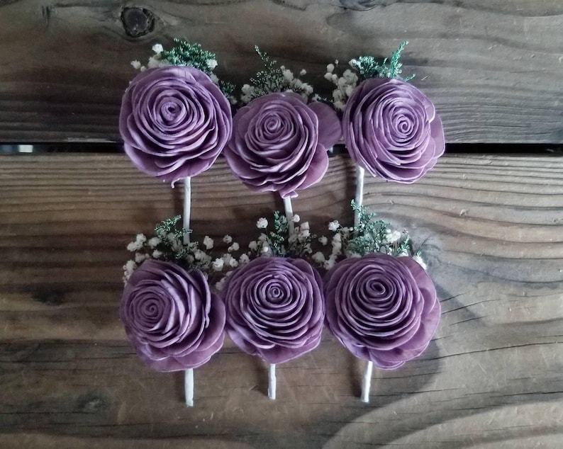 Custom Bouquet Wine Lavender Purple Peach Blush Sola Wood Dried Flowers Fern Greenery Fall Spring Summer Wedding Cascade Style 366 image 4