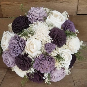 Custom Plum Dusty Purple Lavender Sola Wood Flower Bouquet and dried Flowers Stella Designs Style 204 image 1