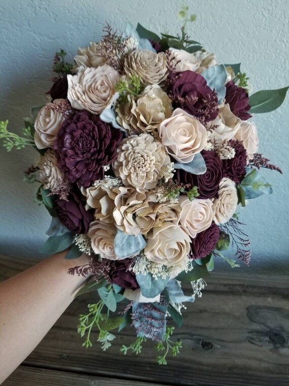 Custom Bouquet Champagne Wine Blush Sola wood Dried Flower Faux Greenery Elegant Vintage Wedding Set Bridal Bridesmaids Style 61Last Forever Il_570xn