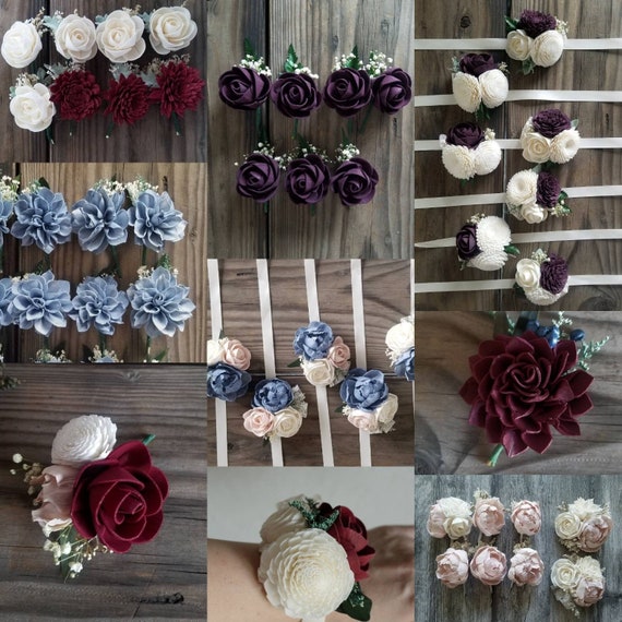 Custom MATCH Your Colors Wedding Boutonnieres and Corsages Sola Wood Flowers Il_570xn