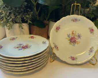 Vintage 18 cm Wawel Meissen Blomfat • Set om 8 • Tillverkad i Polen