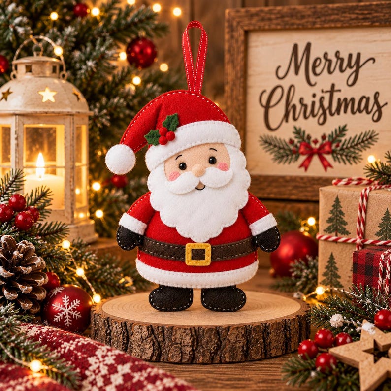 Handmade Santa Claus Felt Sewing Pattern PDF for Beginners Christmas ...