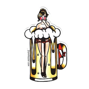 Beer Pinup Sticker
