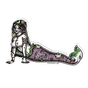 Starfish Mermaid Pinup Sticker
