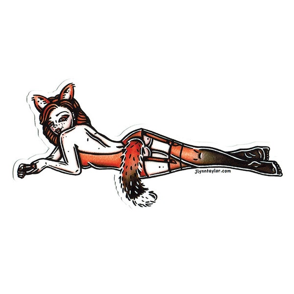 Red Fox Pinup Sticker