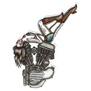 Sticker pin-up moteur Panhead