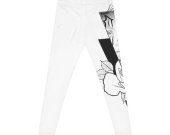 Payasa Clown Girl Leggings - White - Left Hip | Chicano Tattoo Art