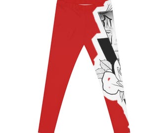 Payasa Clown Girl Leggings - Red - Left Hip | Chicano Tattoo Art