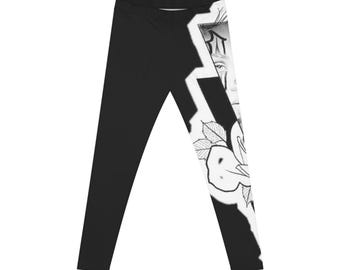 Payasa Clown Girl Leggings - Black - Left Hip | Chicano Tattoo Art