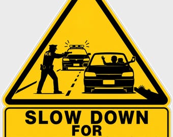 ICE OUT #ICEOUT Slow Down for Traffic Stops Sticker | Street Sign Protest Decal | Political Vinyl Sticker | Activist Car Decal
