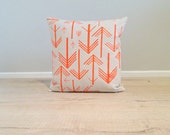 Cushion Cover, Pillow Cover, Throw Pillow - Neon Orange Arrows - 40x40cm