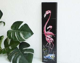 Belle décoration murale des années 1950 - Céramique murale - Art mural en plâtre Flamingo du milieu du siècle - Décoration vintage - Flamingo rétro