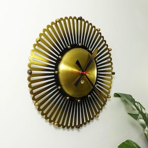 Extraordinary and Rare Atlanta Brass Wall Clock - Vintage Sunburst Clock - Mid Century Atlanta West Germany 1960s 1970s Wall Art Wall Decor