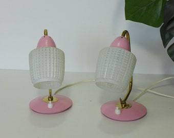 Superbe paire de lampes de chevet des années 1950, 1960 - Lampe de table Space Age - Veilleuse en laiton rose - Lampe de table Mid-Century - Lampe de chevet des années 1970