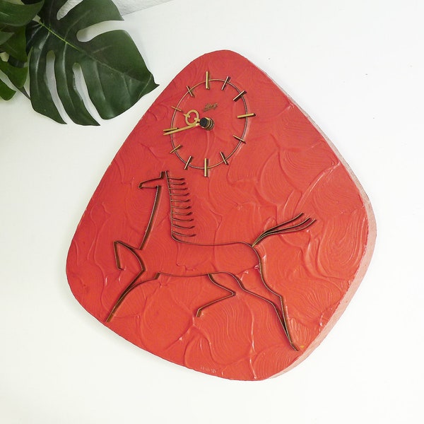 Amazing Mid Century Wall Clock - SCHATZ Made in Germany Vintage Clock - Atomic Modernist Clock - Brass Stallion - 1950s 1960s Design ICON