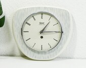 Extraordinary Ceramic Kitchen Clock - Rare Garant Wind up Clock - Mid Century White Striped Wall Clock - Wall Decor 1950s 1960s West Germany