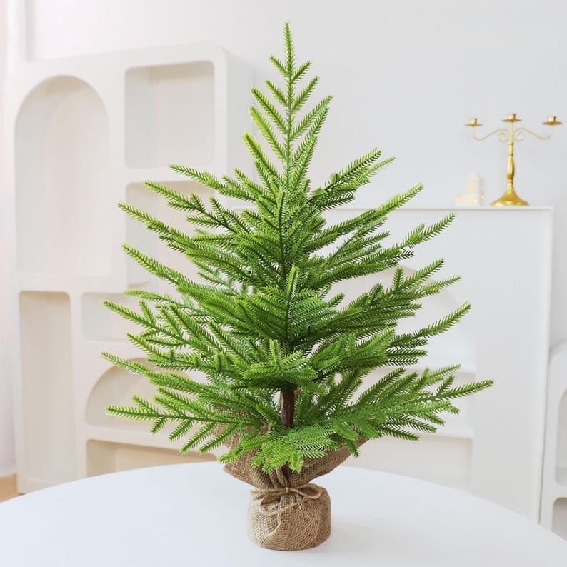 60cm Mini Christmas Tree, Realistic PE Tabletop Xmas Tree, Green or ...