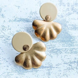 Brass Seashell Drop Earrings