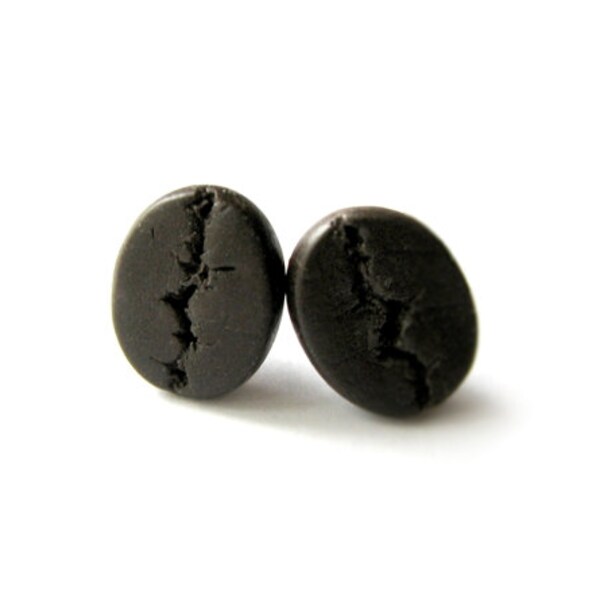Food Jewelry - Coffee Beans Earrings Post - Small Ear Studs