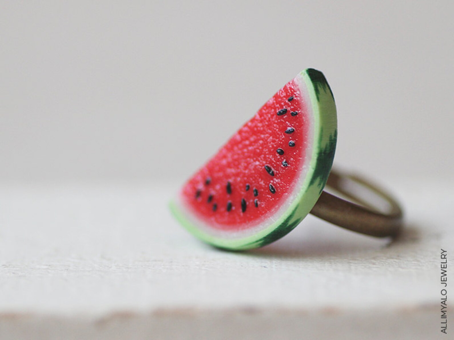 Watermelon Ring Food Jewelry Vegan Ring Etsy