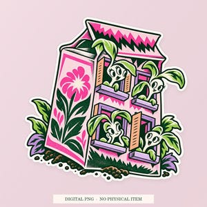 Seed Packet Apartment PNG, Whimsical Clipart, Transparent Digital Download image 1