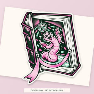 Lucky Somewhere Bookworm Nightclub digital PNG artwork shown in a styled preview. One design. Digital download only, no physical item.