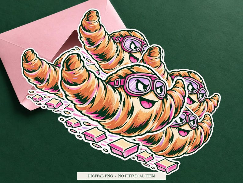 Croissant Aerodynamics displayed on an envelope with a green background. Digital mockup, no physical item included.