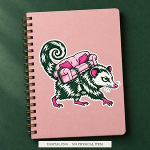 Possum Backup Plan displayed on a notebook. Digital mockup showing a creative use for the PNG.
