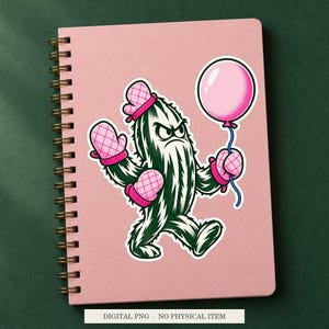 Cactus Balloon Armor displayed on a notebook. Digital mockup showing a creative use for the PNG.