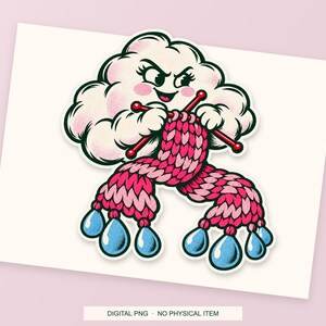 Lucky Somewhere Knitting Forecast digital PNG artwork shown in a styled preview. One design. Digital download only, no physical item.