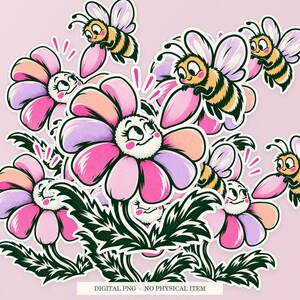 Offline Loading Flower shown in a playful sticker cluster on powder pink. Digital mockup, no physical stickers included.