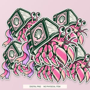 Lucky Somewhere Library Hermit Crab digital PNG artwork shown in a styled preview. One design. Digital download only, no physical item.