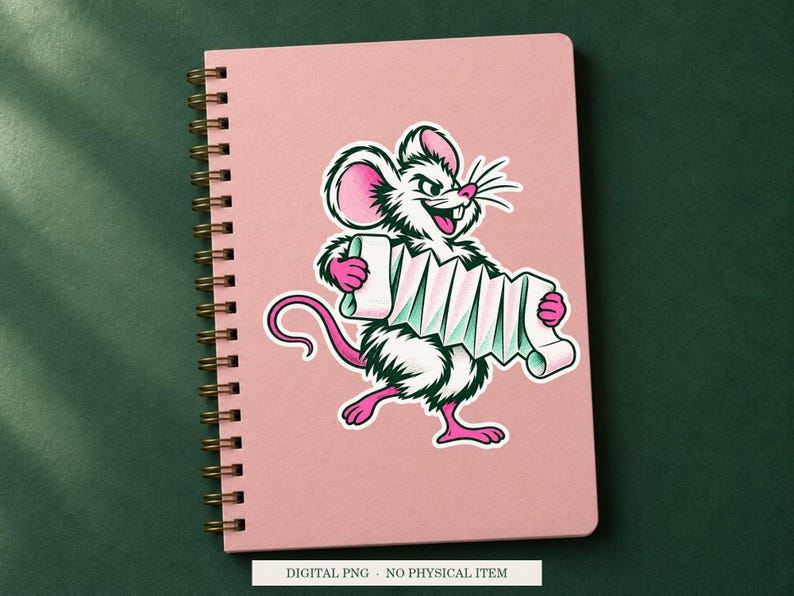 Receipt Accordion displayed on a notebook. Digital mockup showing a creative use for the PNG.