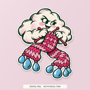 Lucky Somewhere Knitting Forecast digital PNG artwork shown in a styled preview. One design. Digital download only, no physical item.