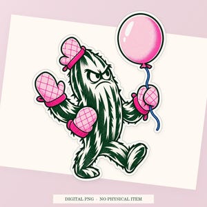Cactus Balloon Armor close view showing the pink and green artwork and white outline.