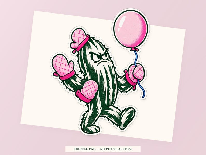 Cactus Balloon Armor close view showing the pink and green artwork and white outline.